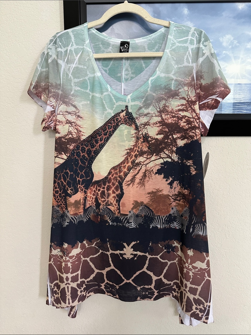 Embellished Giraffe Wildlife Top L-XL